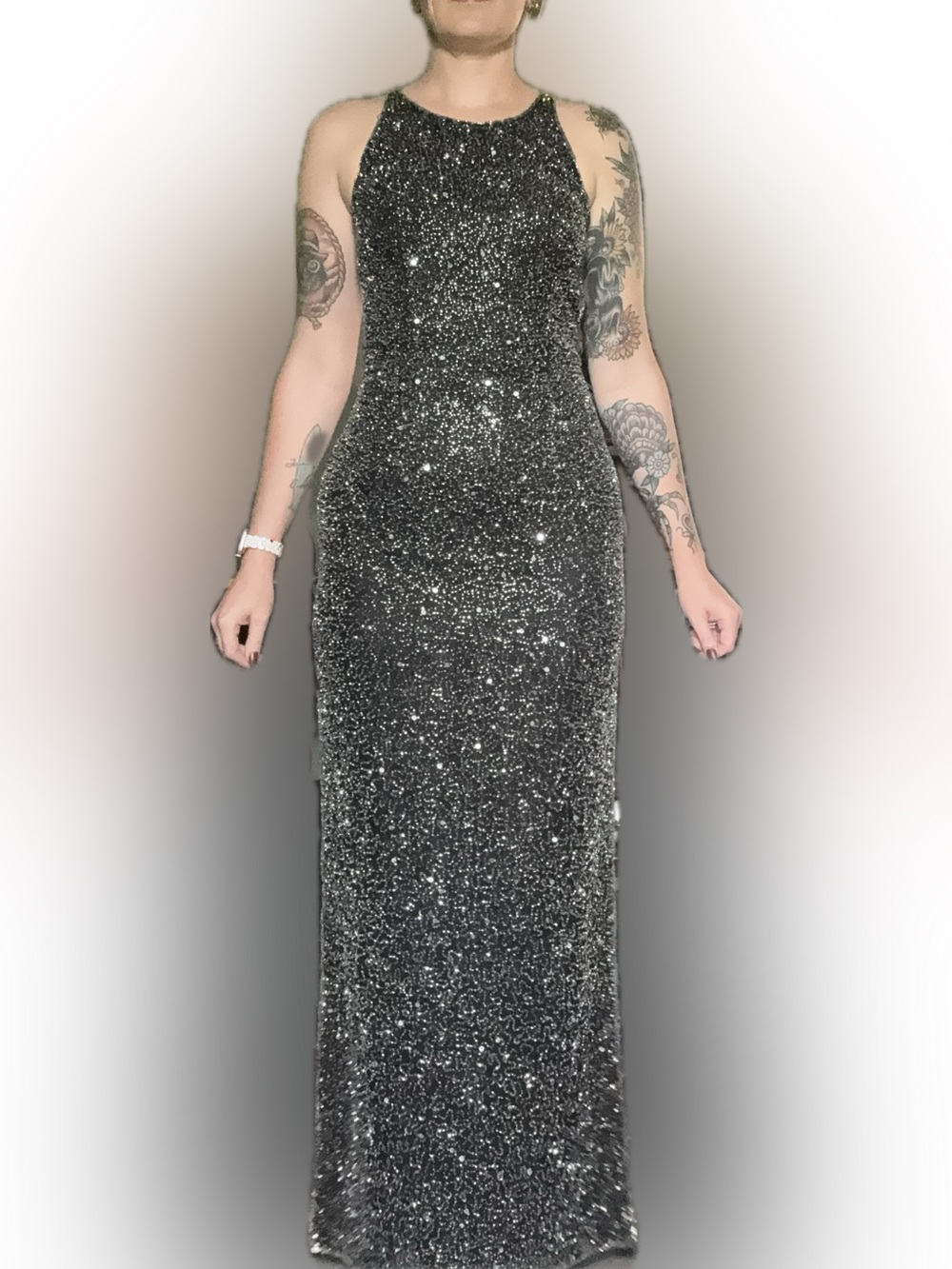Vintage Romy Silk Beaded Evening Gown